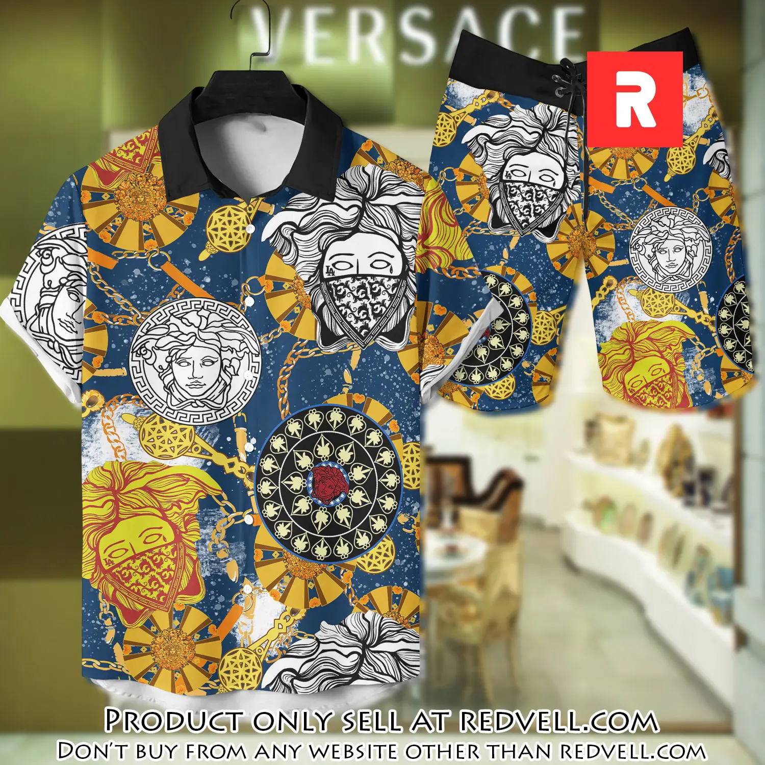 Versace luxury hawaiian shirt & short set lhs1210 rv4054704